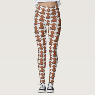 Cute happy puppy dog cartoon illustration leggings