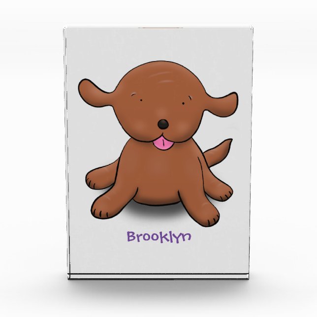 Cute happy puppy dog cartoon illustration photo block (Front)