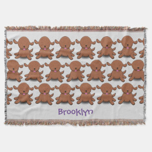 Cute happy puppy dog cartoon illustration throw blanket