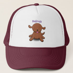 Cute happy puppy dog cartoon illustration trucker hat