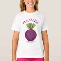 Cute happy purple beet cartoon illustration