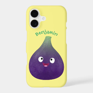 Cute happy purple fig fruit cartoon