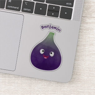 Cute happy purple fig fruit cartoon 