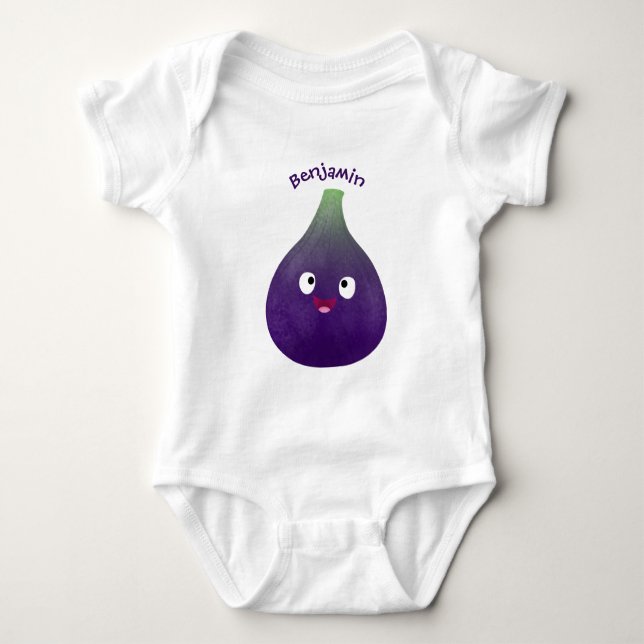 Cute happy purple fig fruit cartoon baby bodysuit (Front)