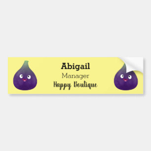 Cute happy purple fig fruit cartoon bumper sticker