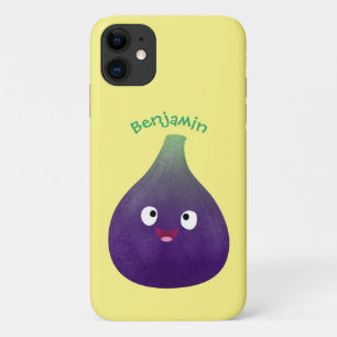 Cute happy purple fig fruit cartoon Case-Mate iPhone case