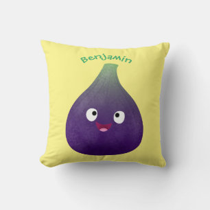 Cute happy purple fig fruit cartoon  cushion