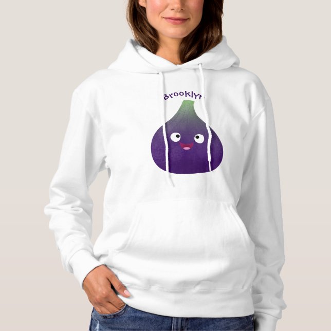 Cute happy purple fig fruit cartoon hoodie (Front)