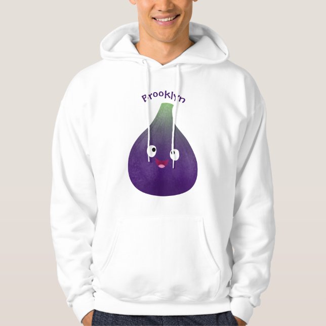 Cute happy purple fig fruit cartoon hoodie (Front)