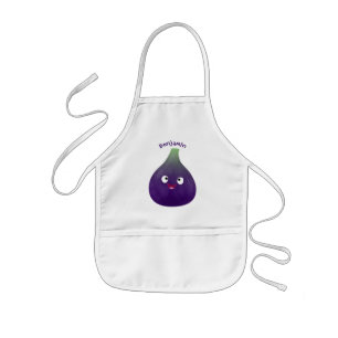 Cute happy purple fig fruit cartoon kids apron