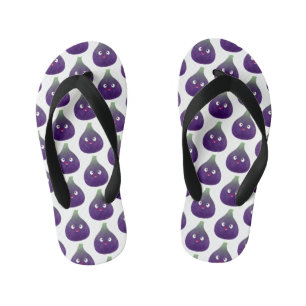 Cute happy purple fig fruit cartoon kid's jandals