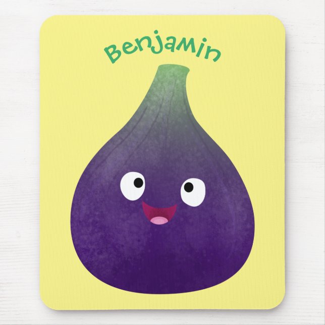Cute happy purple fig fruit cartoon mouse pad (Front)