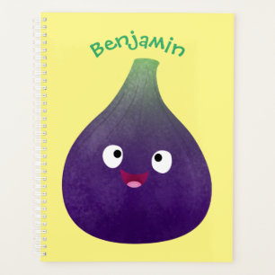 Cute happy purple fig fruit cartoon planner