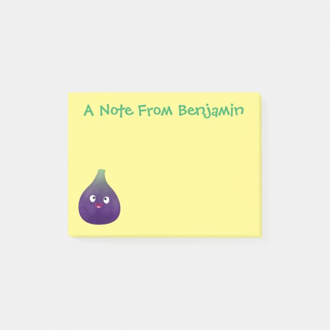 Cute happy purple fig fruit cartoon post-it notes (Front)