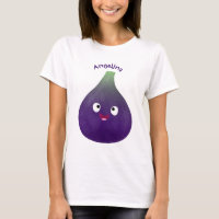 Cute happy purple fig fruit cartoon