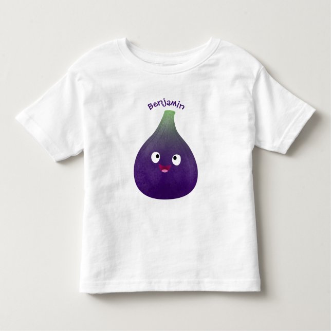 Cute happy purple fig fruit cartoon  toddler T-Shirt (Front)