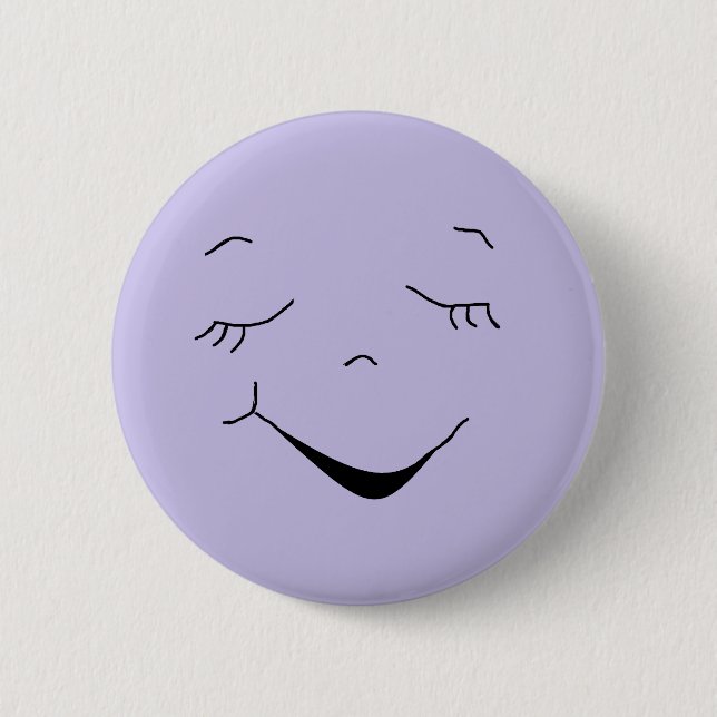 Cute Happy Purple  Silly Face Button (Front)