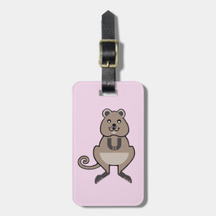 Cute happy QUOKKA - Aussie Wildlife - Pink Luggage Tag