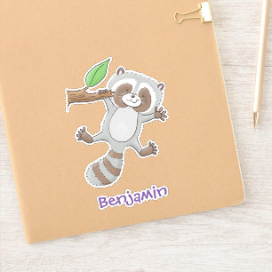 Cute happy racoon baby cartoon illustration