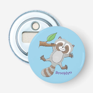 Cute happy racoon baby cartoon illustration bottle opener