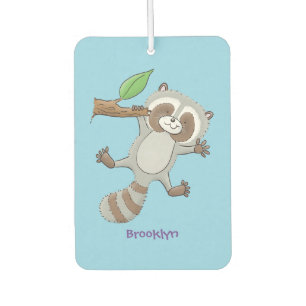 Cute happy racoon baby cartoon illustration  car air freshener