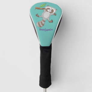 Cute happy racoon baby cartoon illustration golf head cover
