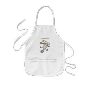Cute happy racoon baby cartoon illustration kids apron