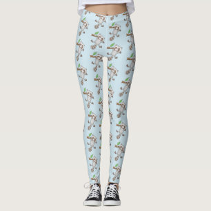 Cute happy racoon baby cartoon illustration leggings