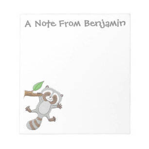Cute happy racoon baby cartoon illustration notepad