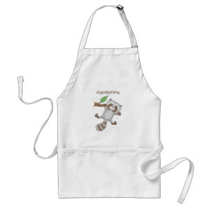 Cute happy racoon baby cartoon illustration standard apron