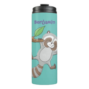 Cute happy racoon baby cartoon illustration thermal tumbler