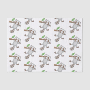Cute happy racoon baby cartoon illustration tissue paper