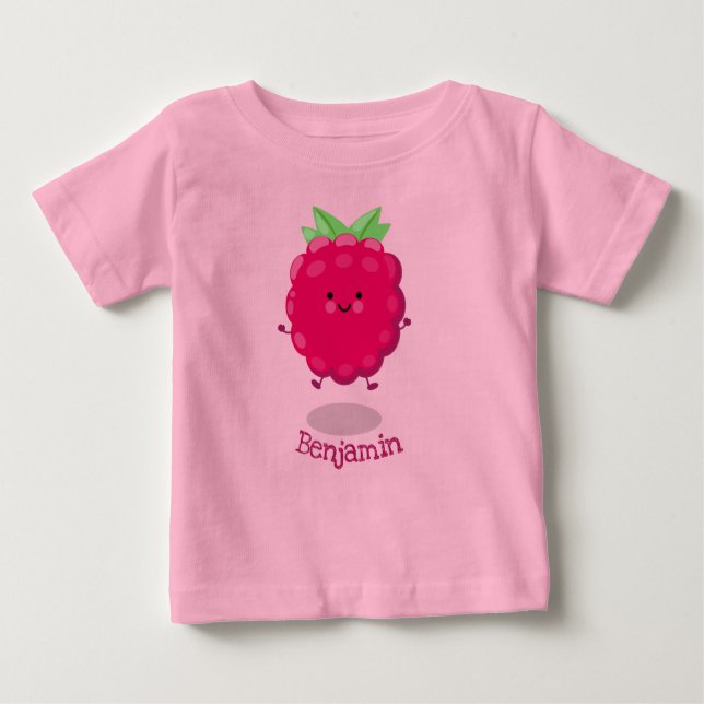 Cute happy raspberry cartoon illustration baby T-Shirt (Front)