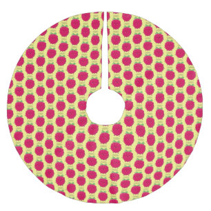 Cute happy raspberry cartoon illustration brushed polyester tree skirt