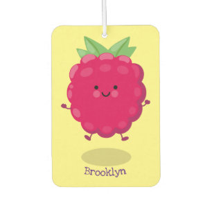 Cute happy raspberry cartoon illustration  car air freshener