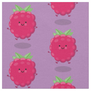 Cute happy raspberry cartoon illustration fabric