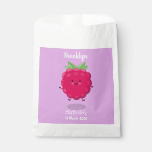 Cute happy raspberry cartoon illustration favour bags