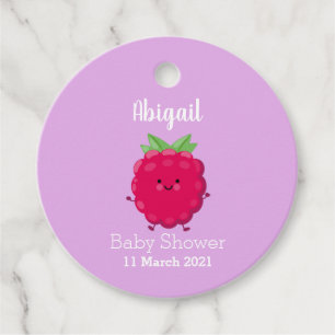 Cute happy raspberry cartoon illustration favour tags