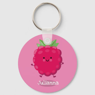 Cute happy raspberry cartoon illustration key ring
