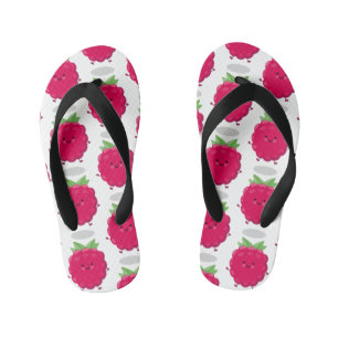 Cute happy raspberry cartoon illustration kid's jandals