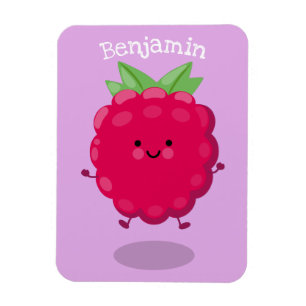 Cute happy raspberry cartoon illustration magnet