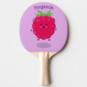 Cute happy raspberry cartoon illustration ping pong paddle