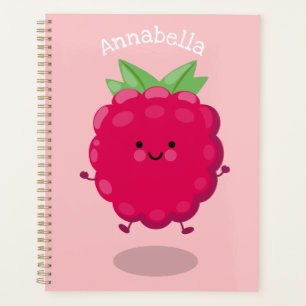 Cute happy raspberry cartoon illustration planner