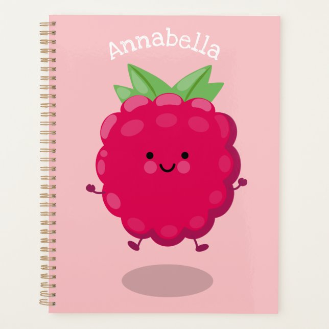 Cute happy raspberry cartoon illustration planner (Front)