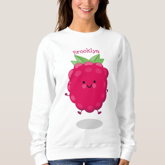 Cute happy raspberry cartoon illustration sweatshirt (Front)