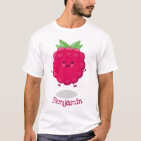 Cute happy raspberry cartoon illustration