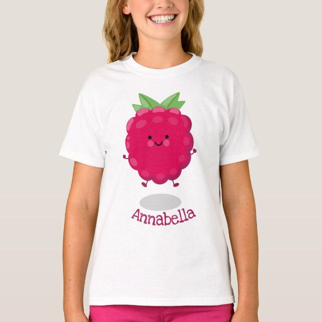 Cute happy raspberry cartoon illustration T-Shirt (Front)