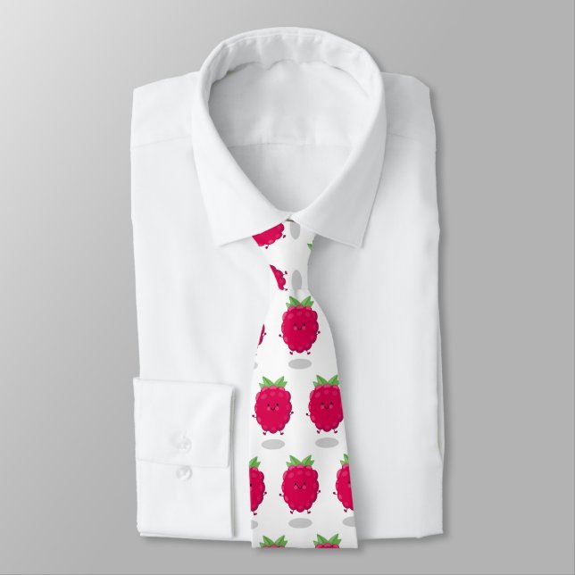Cute happy raspberry cartoon illustration tie (Tied)