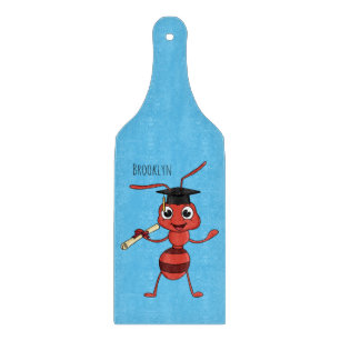 Cute happy red ant cartoon  cutting board