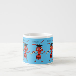 Cute happy red ant cartoon espresso cup